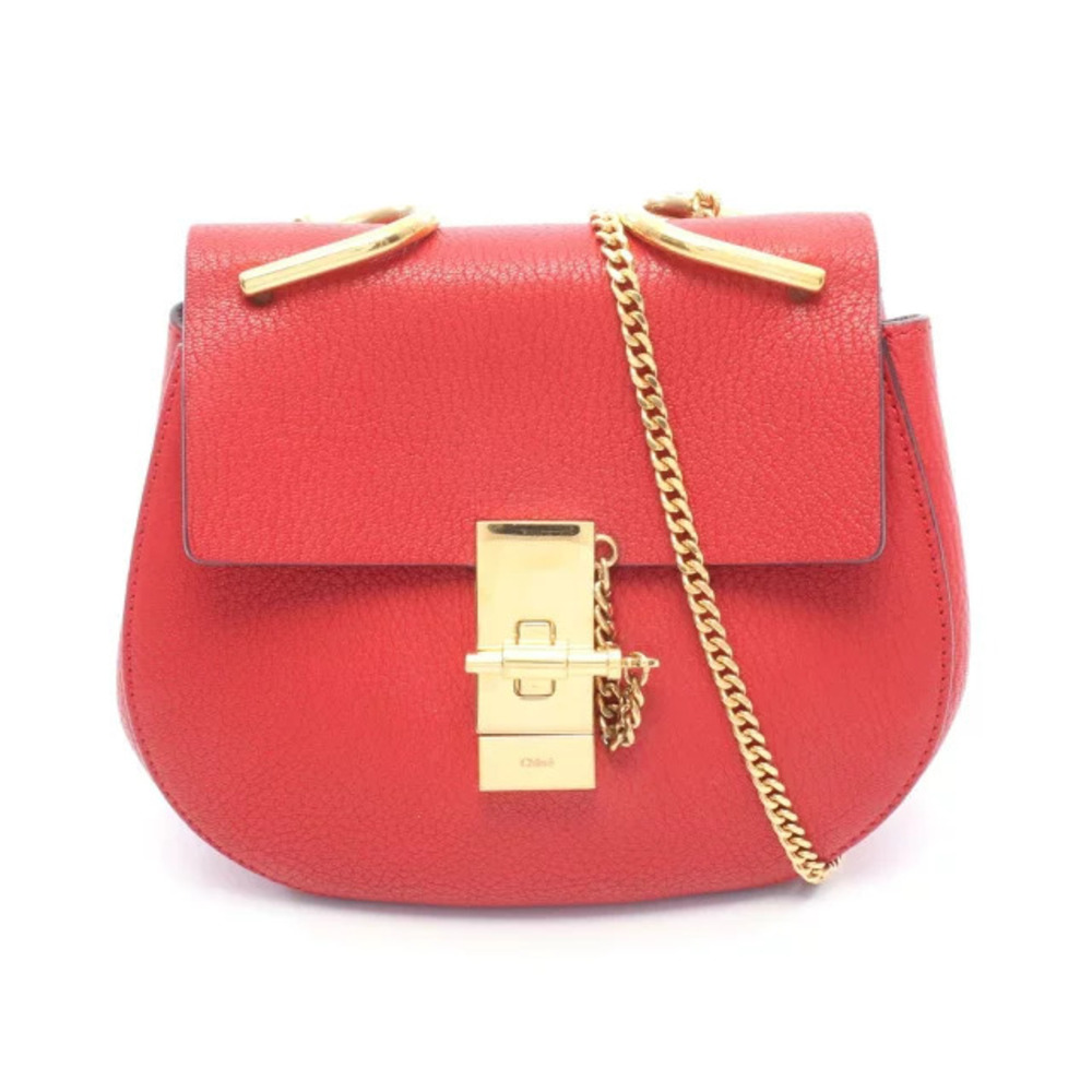 Chloe Drew Shoulder Bag Leather Red
